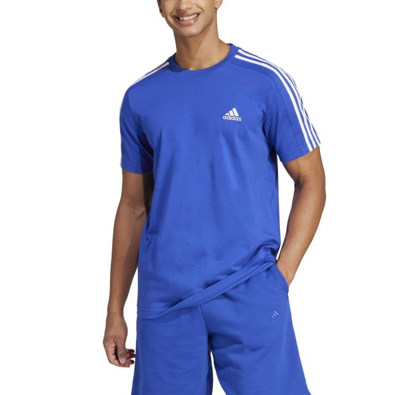 Camiseta ADIDAS ESSENTIALS 3S azul y blanca IS1338