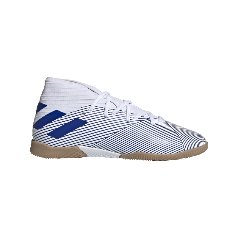 Zapatillas fútbol sala de niño-a ADIDAS NEMEZIZ 19.3 IN J blanca y azul EG7241