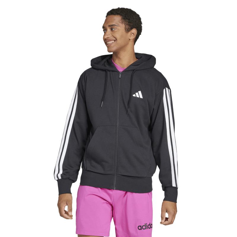 Chaqueta con capucha ADIDAS ESSENTIALS 3S negra y blanco JD1877