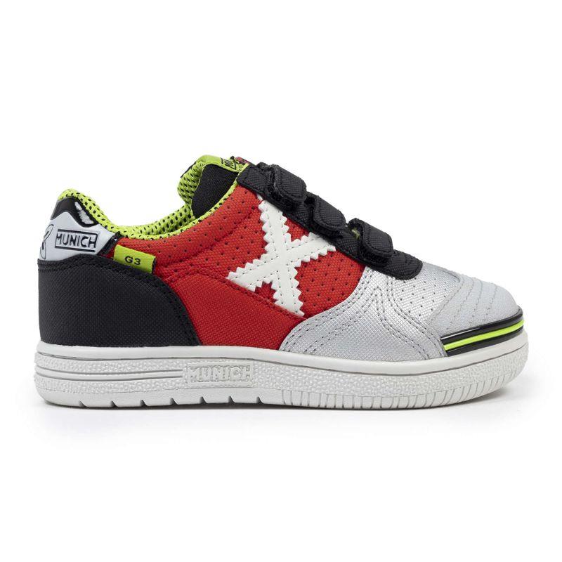 Zapatillas fútbol sala para niño MUNICH G-3 KID VCO gris, roja y negra 1514446