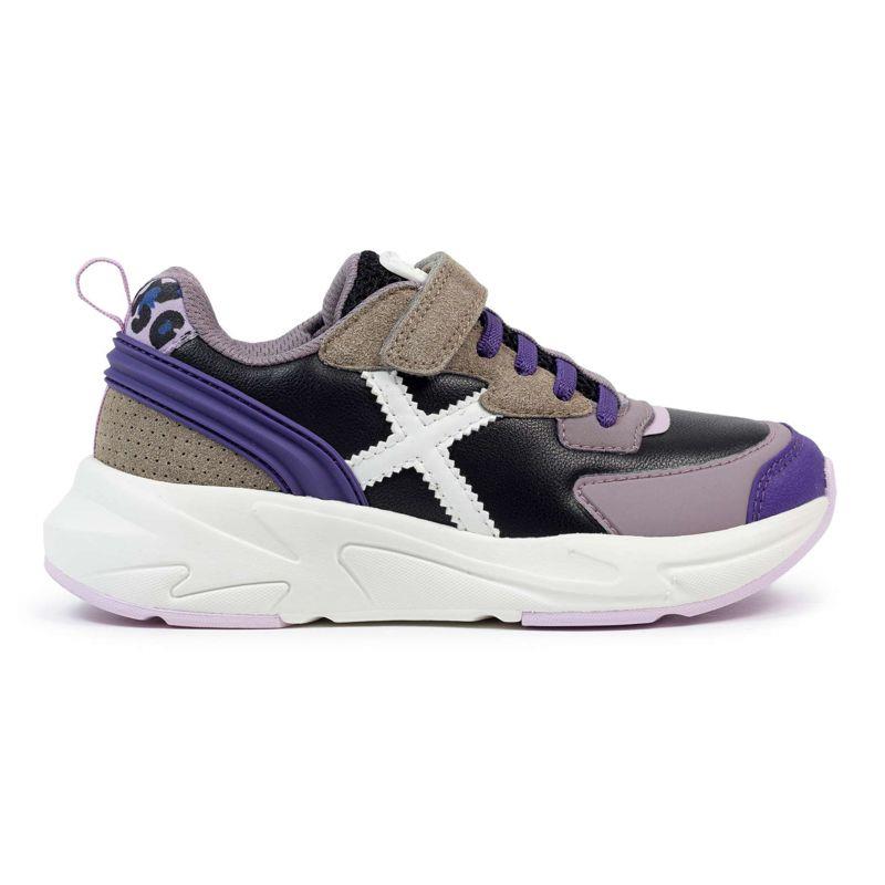 Zapatillas de niña MUNICH MINI TRACK VCO negras y moradas 8890111