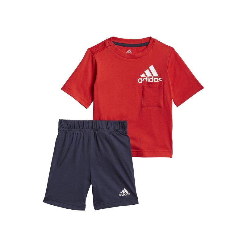 Conjunto camiseta y bermuda para niño-a ADIDAS BADGE OF SPORT SUMMER rojo y marino GM8941