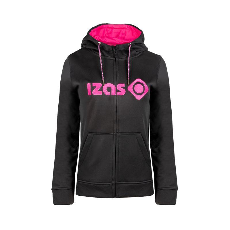 Chaqueta con capucha para mujer IZAS DUERO negra y rosa