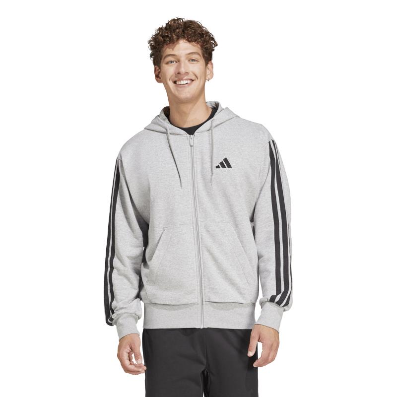 Chaqueta con capucha ADIDAS ESSENTIALS 3S gris y negra JE6338