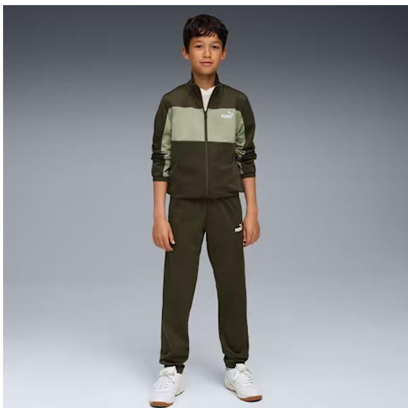 Chándal de niño PUMA POLY COLORBLOCK SUIT verde kaki 687361-70