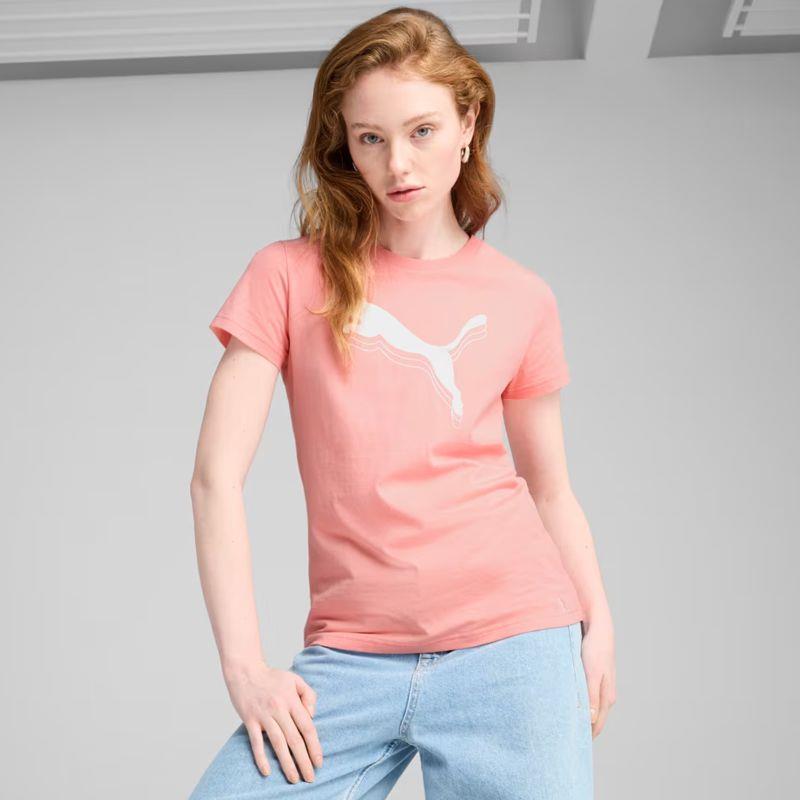 Camiseta manga corta para mujer PUMA ESS METALLIC rosa claro 684995-18