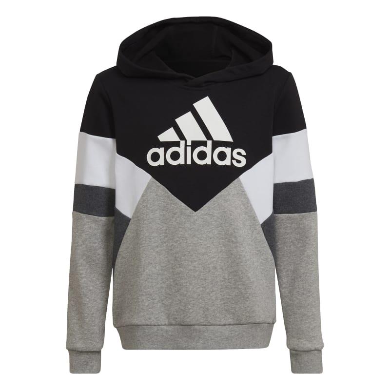 Sudadera con capucha para niño-a ADIDAS COLORBLOCK negra y gris HA4007