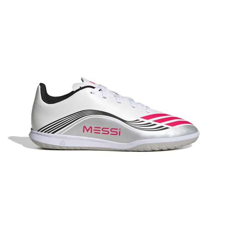 Zapatillas fútbol sala para niño ADIDAS F50 MESSI CLUB IN J blanca JP7452