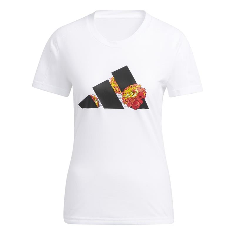 Camiseta manga corta para mujer ADIDAS AEROREADY FLOWER GRAPHIC RUNNING blanca HA6659