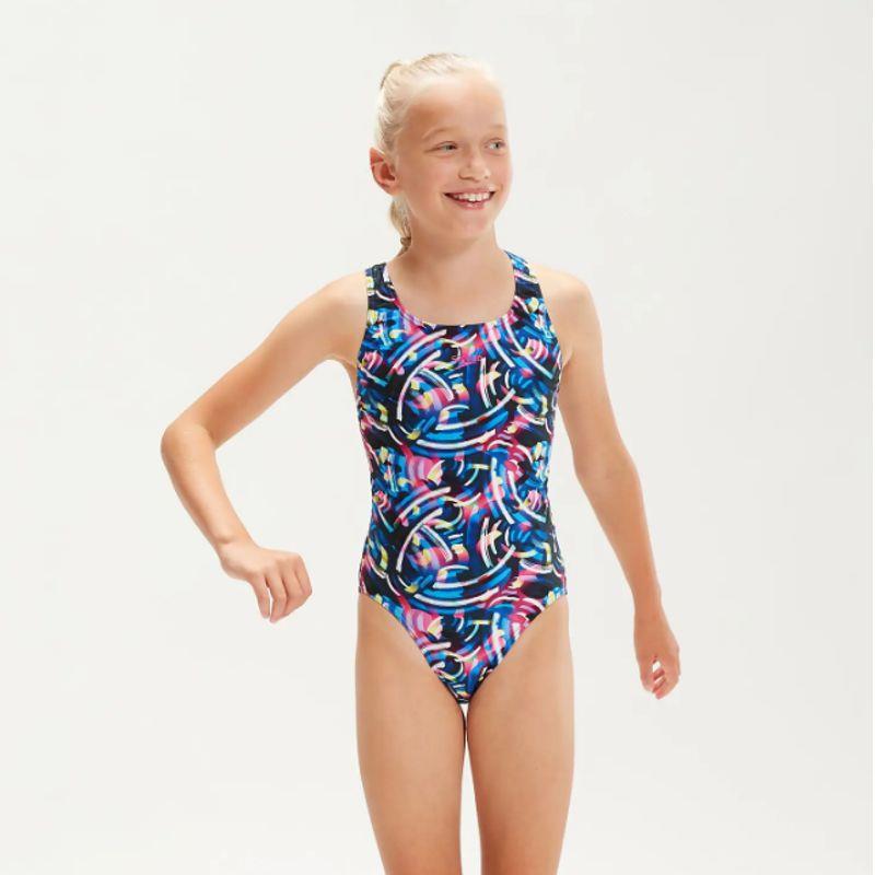 Bañador de piscina para niña SPEEDO DIGITAL ALLOVER LEADERBACK negro y varios 8-1237714743