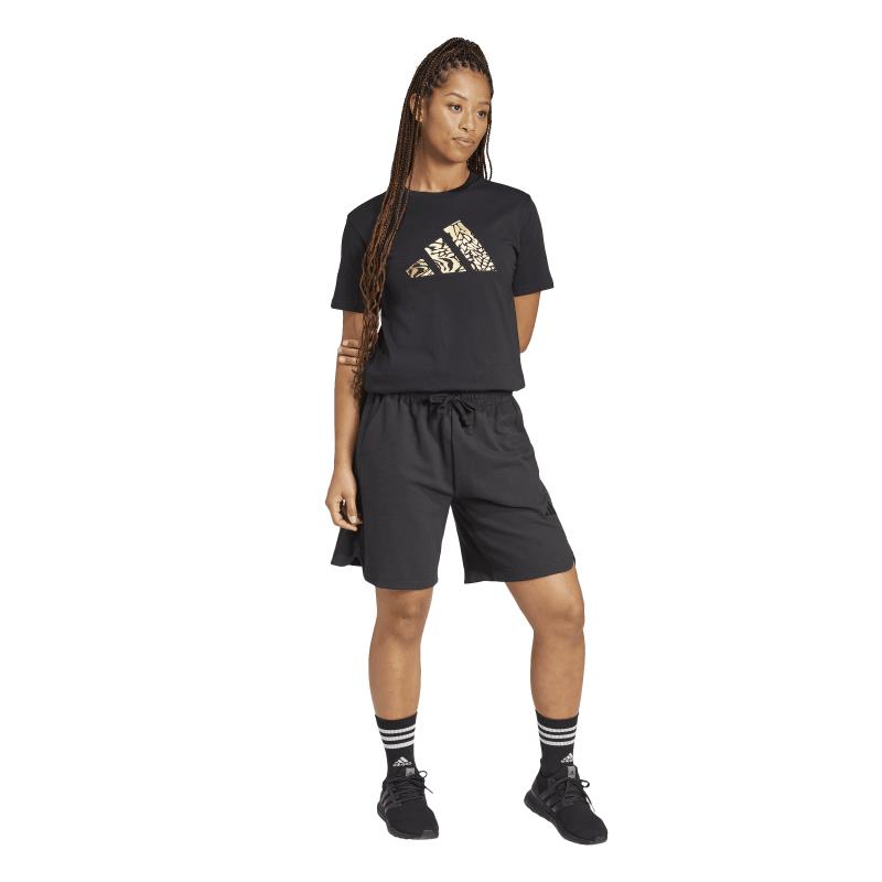 Camiseta manga corta para mujer ADIDAS TECH METALLIC GRAPHIC negra y dorado JJ4059