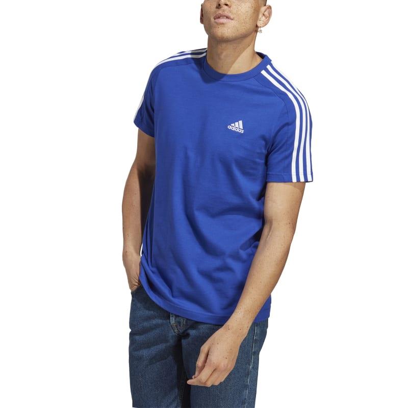Camiseta ADIDAS ESSENTIALS 3S azul y blanca IC9338