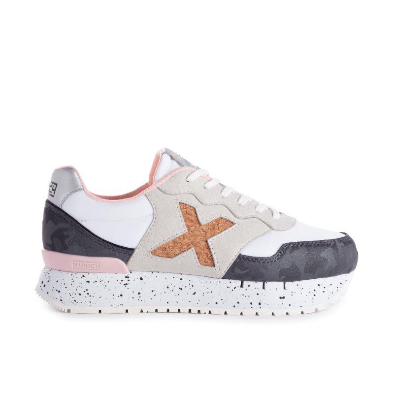 Zapatillas de mujer MUNICH DASH SKY blanca y gris 1699003