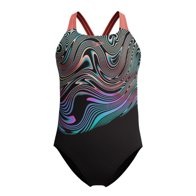 Bañador de piscina para niña SPEEDO PLACEMENT POWERBACK negro 8-00373318663