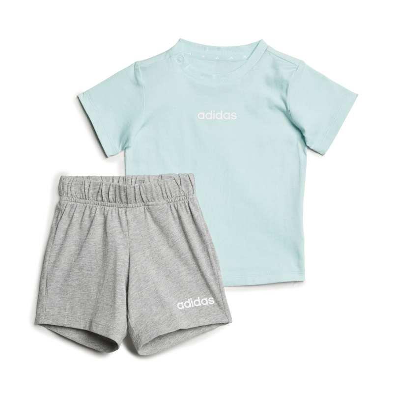 Conjunto camiseta y pantalón de niño pequeño ADIDAS LINEAR SUMMER verde y gris JC9743