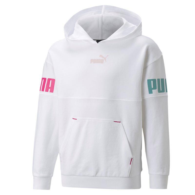 Sudadera con capucha para niña-o PUMA POWER COLORBLOCK blanca 846929-02