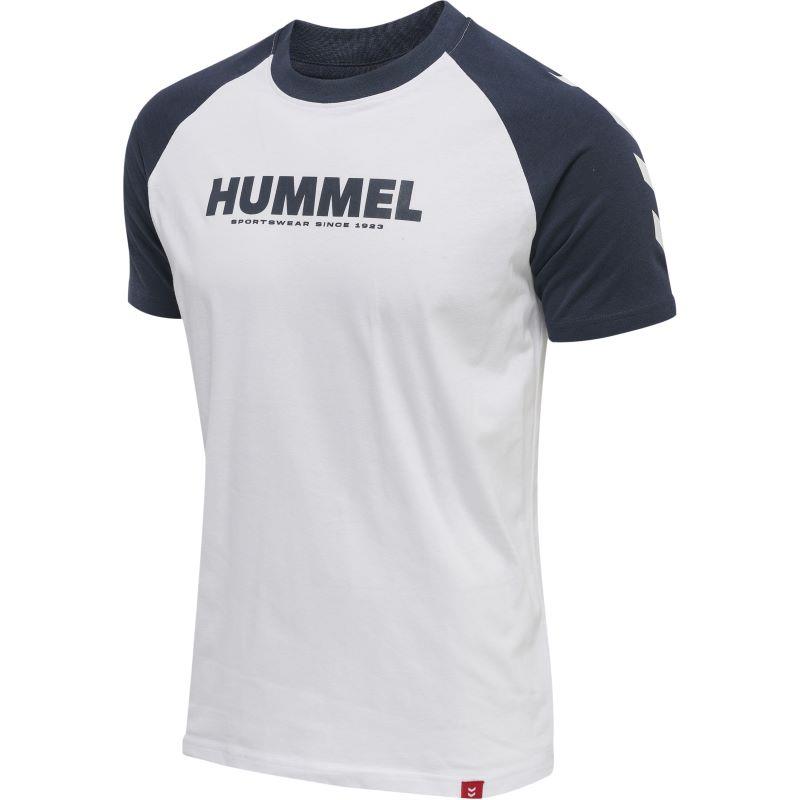 Camiseta manga corta HUMMEL LEGACY BLOCKED blanca y azul marino 212873-9001