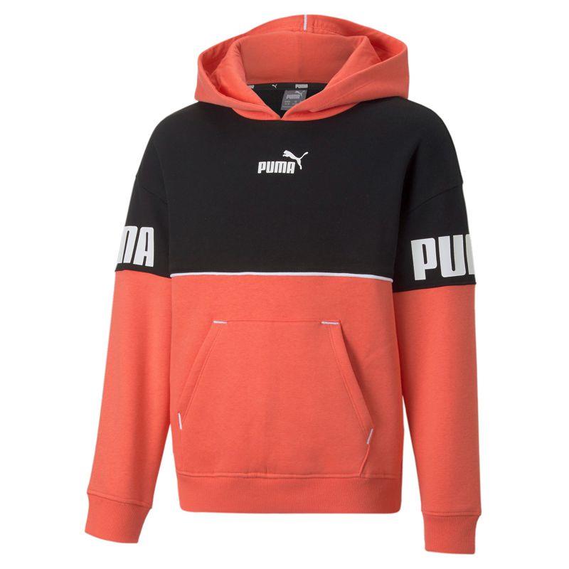 Sudadera con capucha para niño-a PUMA COLOURBLOCK negra y salmón 670205-35