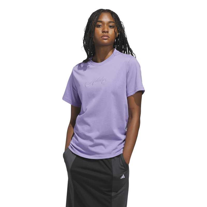 Camiseta manga corta para mujer ADIDAS CURSIVE WORDMARK morada KB2402
