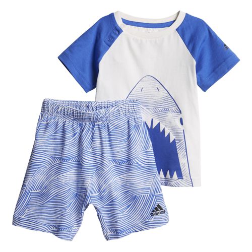 Conjunto camiseta y bermuda de niño ADIDAS SUMMER FUN blanco y azul CF7424