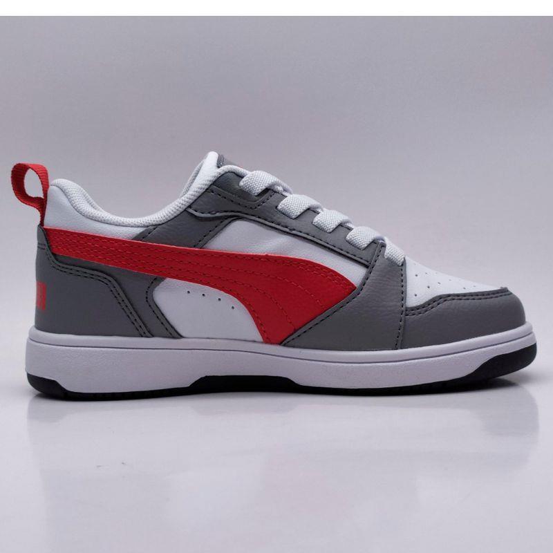 Zapatillas de niño PUMA REBOUND V6 JR gris, rojo y blanco