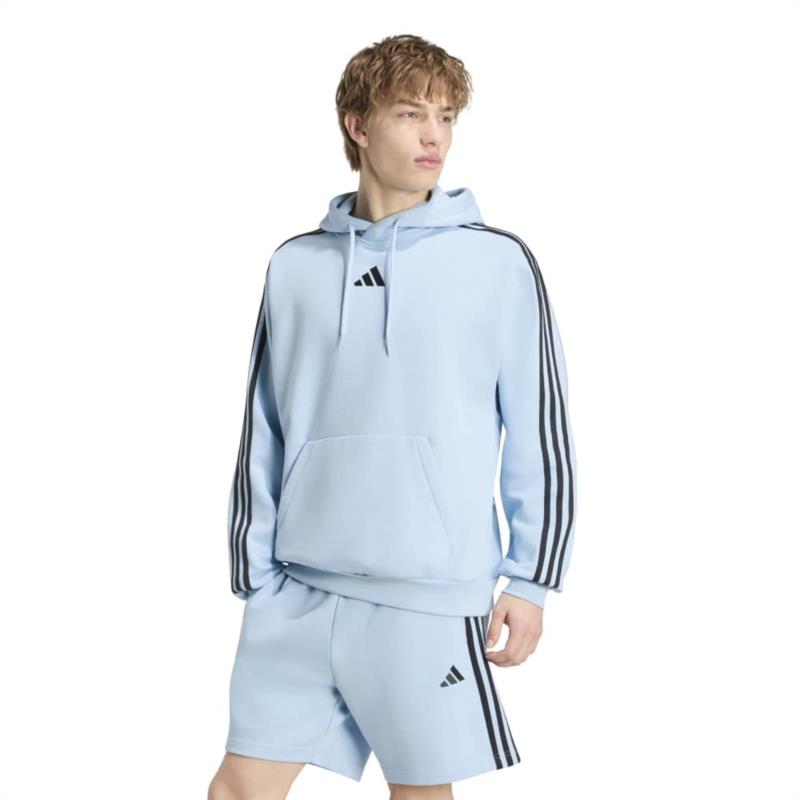 Sudadera con capucha ADIDAS ESSENTIALS 3S azul claro y negra KY4170