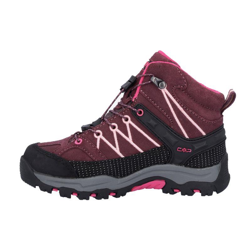 Bota de montaña para niña-o CMP RIGEL MID granate y rosa