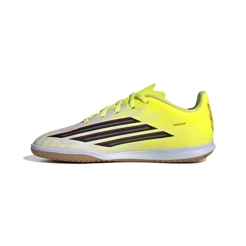 Botas de fútbol sala para niño ADIDAS F50 CLUB IN J blanca y amarillo
