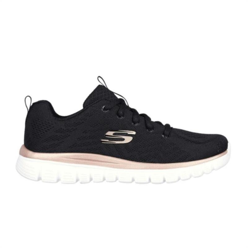 Zapatillas para mujer SKECHERS GRACEFUL - GET CONNECTED negro y dorado 12615-BKGD