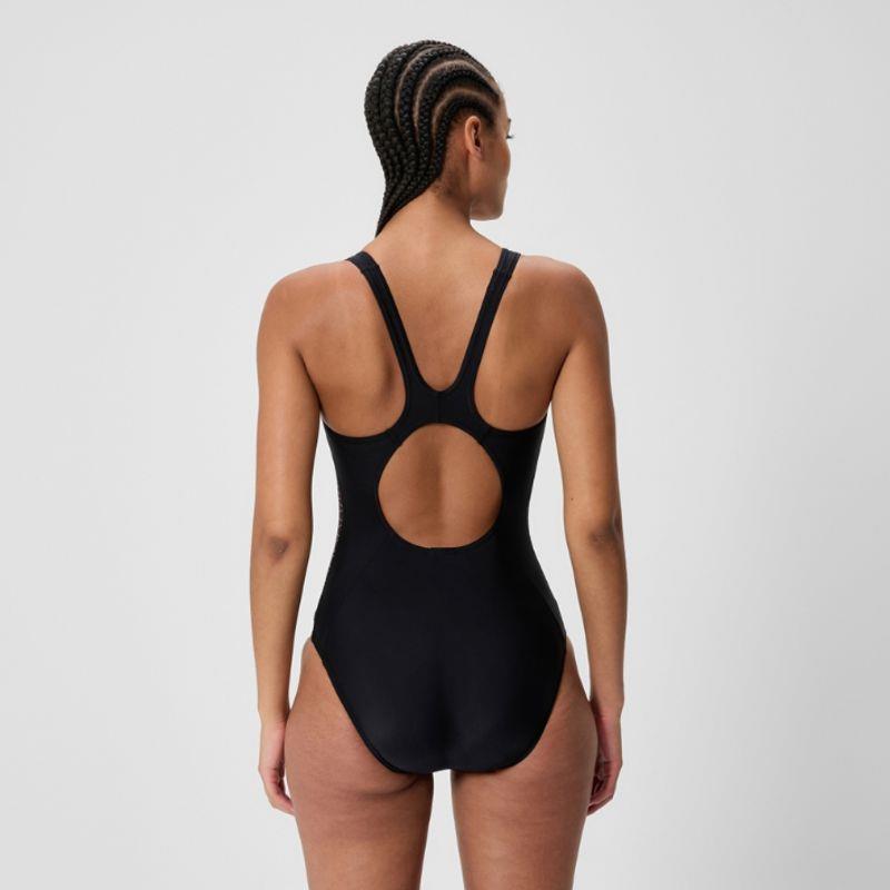 Bañador de mujer SPEEDO PLACEMENT MUSCLEBACK negro y rosa