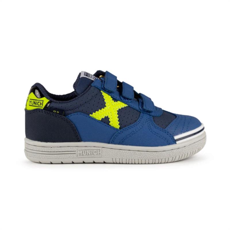 Zapatillas fútbol sala para niño MUNICH G-3 KID VCO azul y verde 1514468