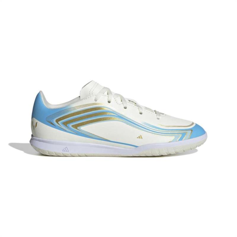 Zapatillas fútbol sala para niño ADIDAS F50 MESSI CLUB IN J blanca y azul KK1379