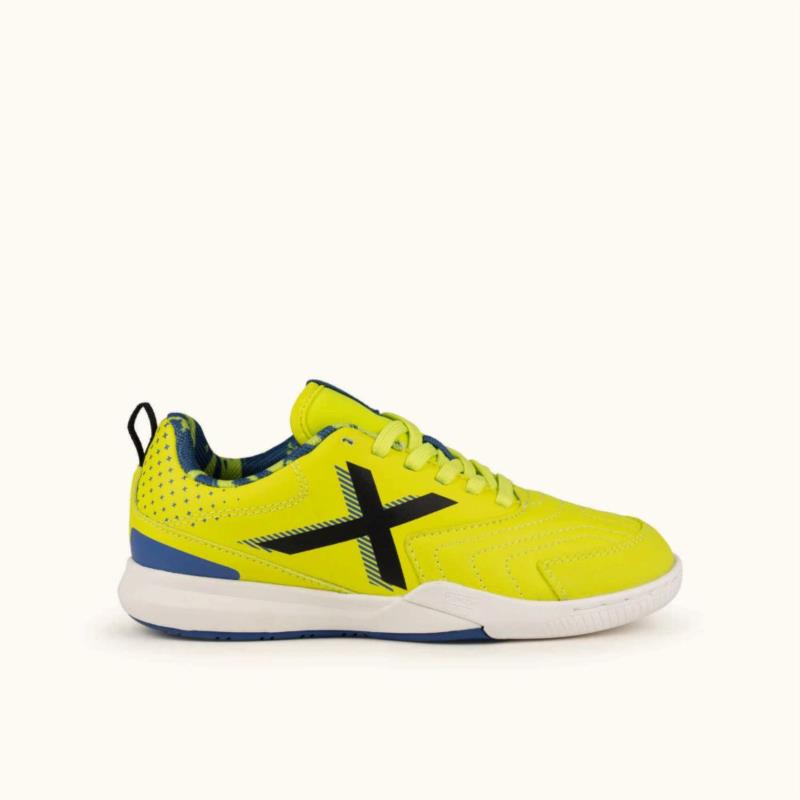 Zapatillas fútbol sala para niño MUNICH RONDITO KID amarillo flúor y azul 4067022
