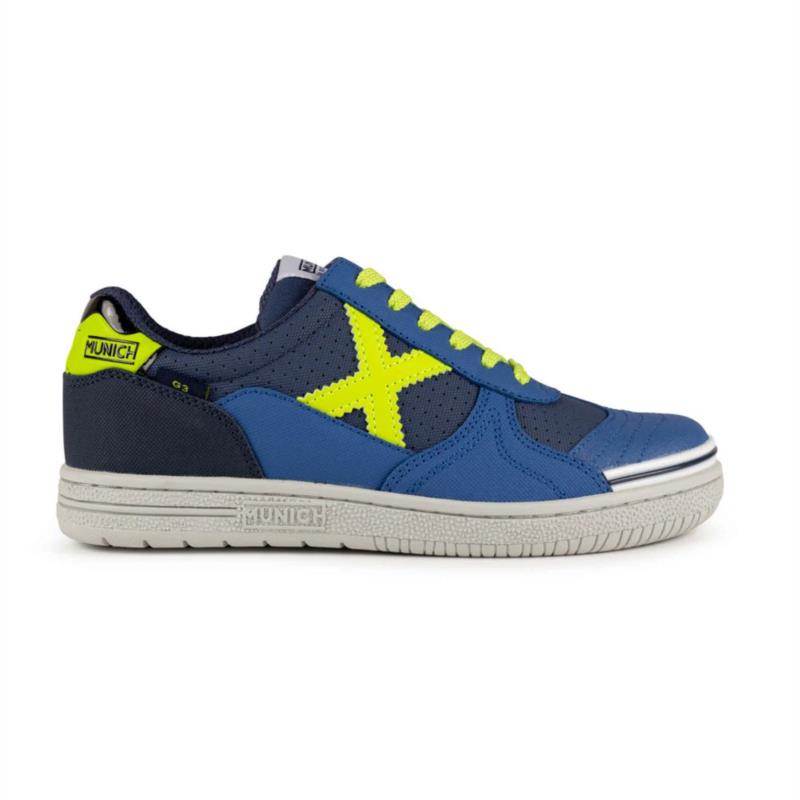 Zapatilla fútbol sala de niño MUNICH G-3 KID azul y verde 1511468