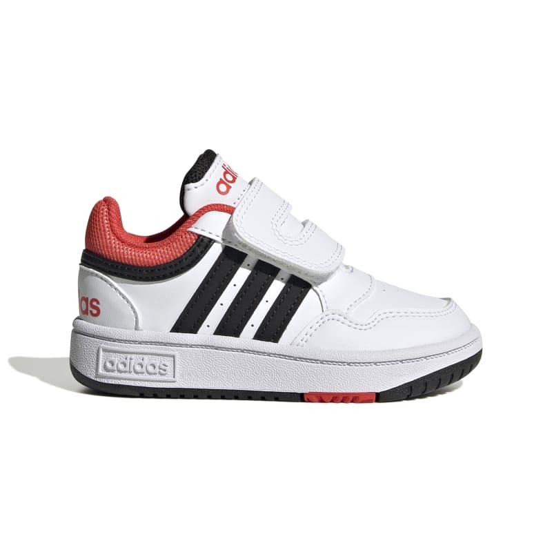 Zapatillas de niño ADIDAS HOOPS blanca, negra y roja H03860