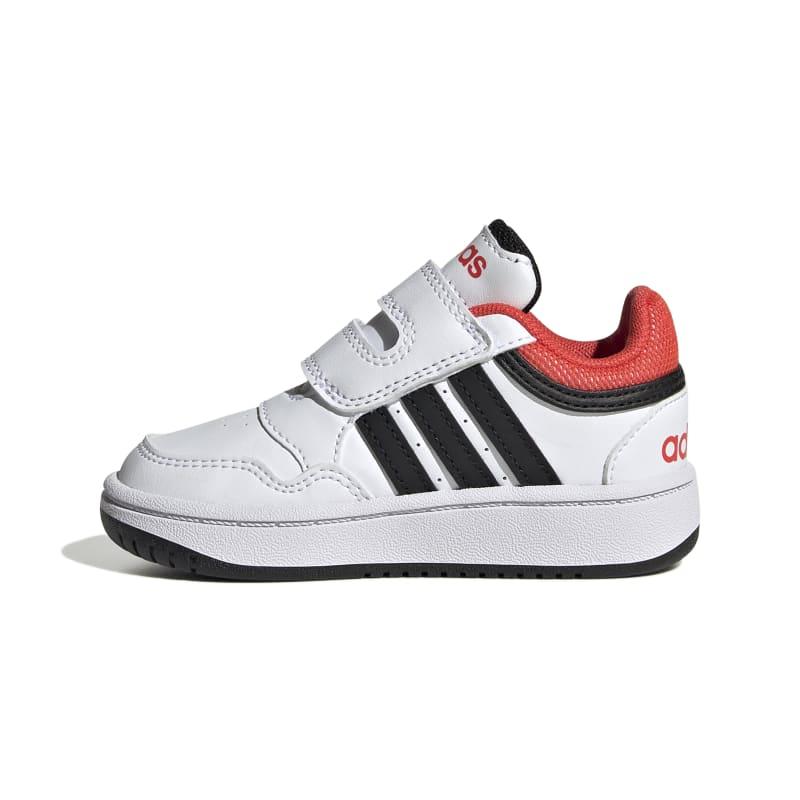 Zapatillas de niño ADIDAS HOOPS blanca, negra y roja