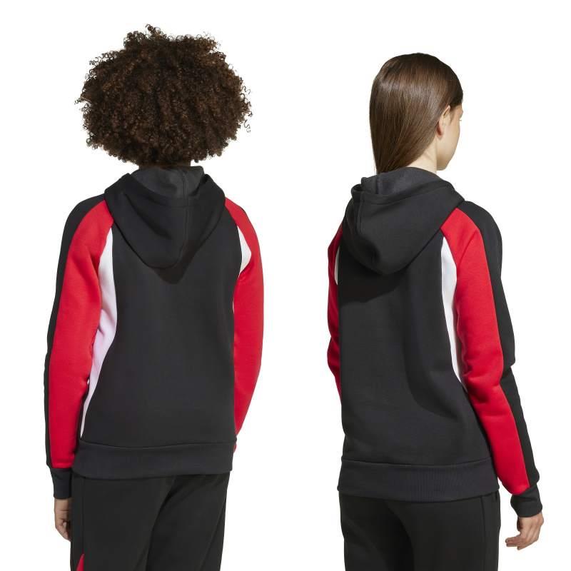 Sudadera con capucha para niño ADIDAS COLORBLOCK J negra y roja