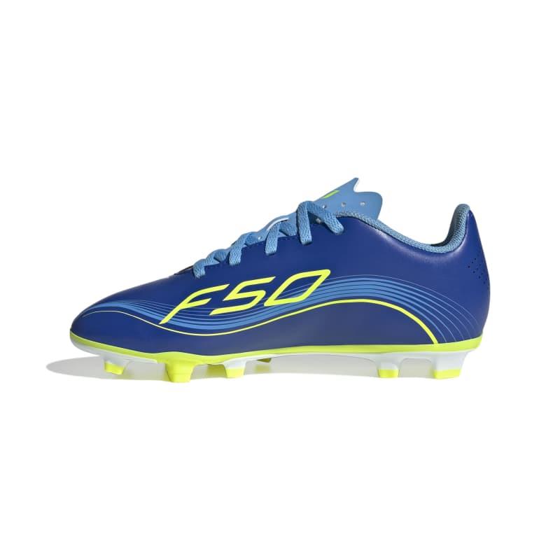 Botas de fútbol multitaco para niño ADIDAS F50 MESSI CLUB FG/MG J azul y amarillo