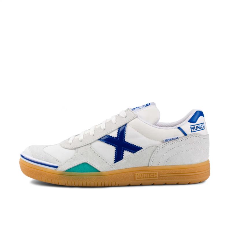 Zapatillas fútbol sala MUNICH GRESCA blanca y azul 3000604