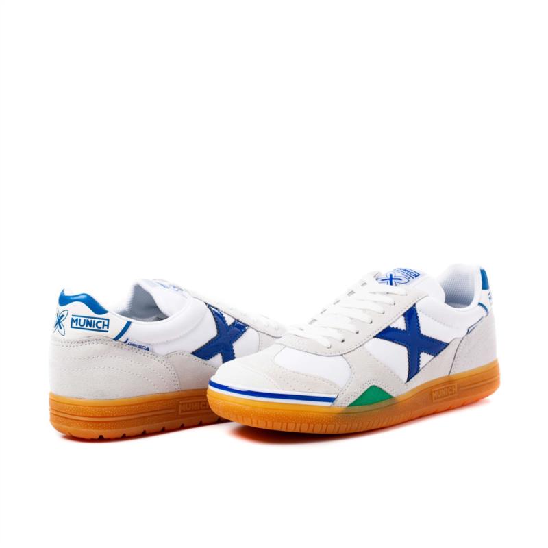 Zapatillas fútbol sala MUNICH GRESCA blanca y azul
